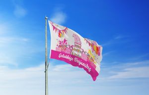 Roze Gelukkige Verjaardag 18 Vlag