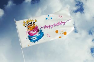 Witte Happy Birthday Vlag